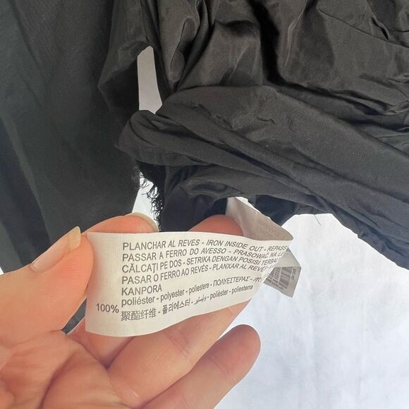 Zara Scrunchy Crop Top Long Sleeves Puffy Black size M - Picture 8 of 9